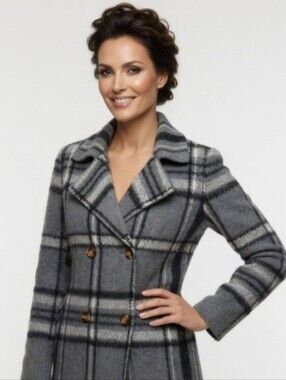 Nwt Rachel Zoe Gray Plaid Button Up Sweater Cardigan W Pockets ( SIZE: M)